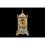 A LATE 19TH CENTURY FRENCH GILT BRONZE AND CLOISONNE ENAMEL MANTEL CLOCK