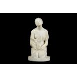 A LATE 19TH CENTURY ITALIAN ALABASTER FIGURE OF A KNEELING GIRL