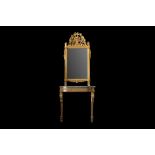 AN 18TH CENTURY GILTWOOD AND MARBLE CONSOLE TABLE AND MIRROR, POSSIBLY SWEDISH