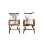 A NEAR PAIR OF RARE MID 19TH CENTURY SCOTTISH DARVEL CHAIRS POSSIBLY BY JOHN MCMATH