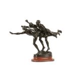 ALFRED BOUCHER (FRENCH, 1850-1934): A LARGE BRONZE FIGURAL GROUP 'AU BUT' (THE FINISHING LINE)