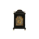 A GEORGE II EBONISED TABLE CLOCK, THE DIAL SIGNED RALPH THRELKELD, LONDON