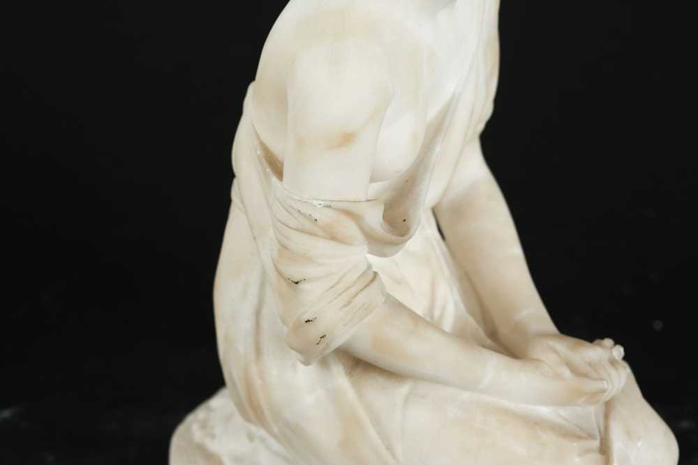 A LATE 19TH CENTURY ITALIAN ALABASTER FIGURE OF A KNEELING GIRL - Image 2 of 7