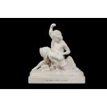 FELIX MARTIN MILLER (ENGLISH, 1843-1923): A MARBLE FIGURAL GROUP OF TWO YOUTHS 'WE FROLIC WHILE 'TIS