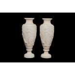 A PAIR OF LATE 19TH CENTURY ITALIAN CARRARA MARBLE VASES