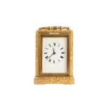 A MID 19TH CENTURY FRENCH GILT BRASS CARRIAGE CLOCK WITH JULES TYPE ESCAPEMENT