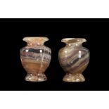 A PAIR OF BANDED AGATE VASES