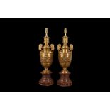 F. BARBEDIENNE, PARIS: A FINE PAIR OF LATE 19TH CENTURY BRONZE LAMP BASES