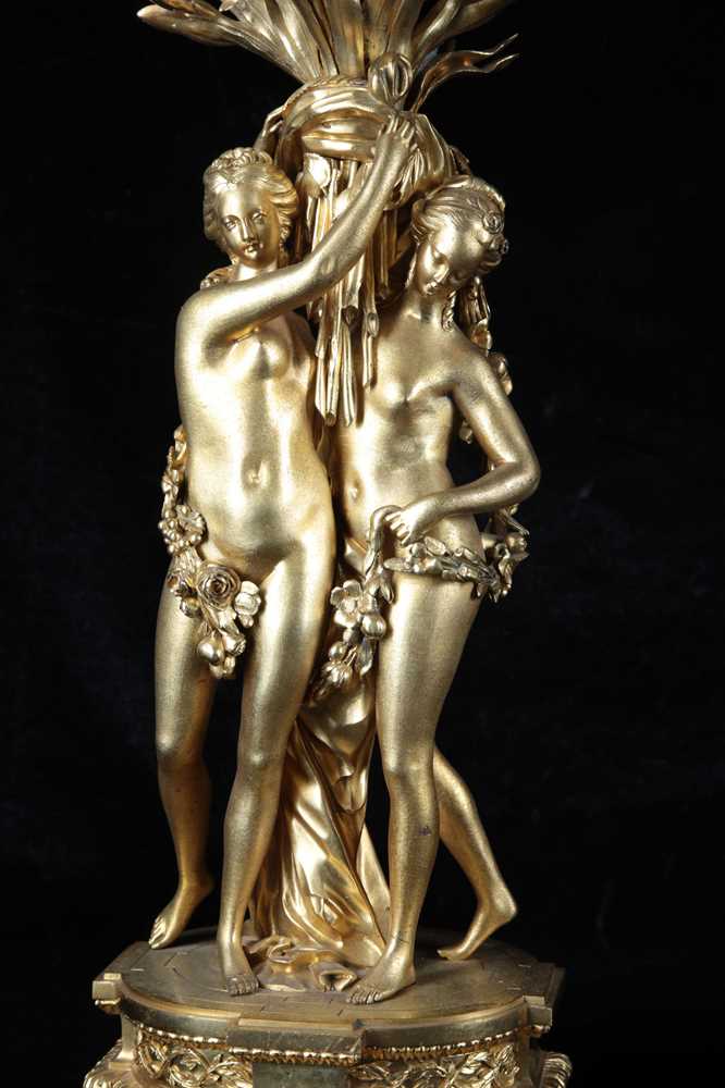 A LARGE PAIR OF 19TH CENTURY FRENCH GILT BRONZE FIGURAL CANDELABRA AFTER THE MODEL BY ETIENNE-MAURIC - Image 2 of 6