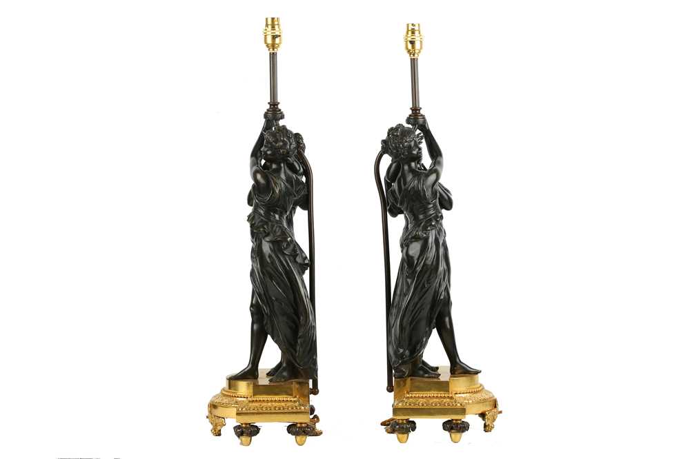 A PAIR OF LATE 19TH / EARLY 20TH CENTURY FRENCH BRONZE FIGURAL LAMP BASES IN THE MANNER OF FALCONET - Image 6 of 6