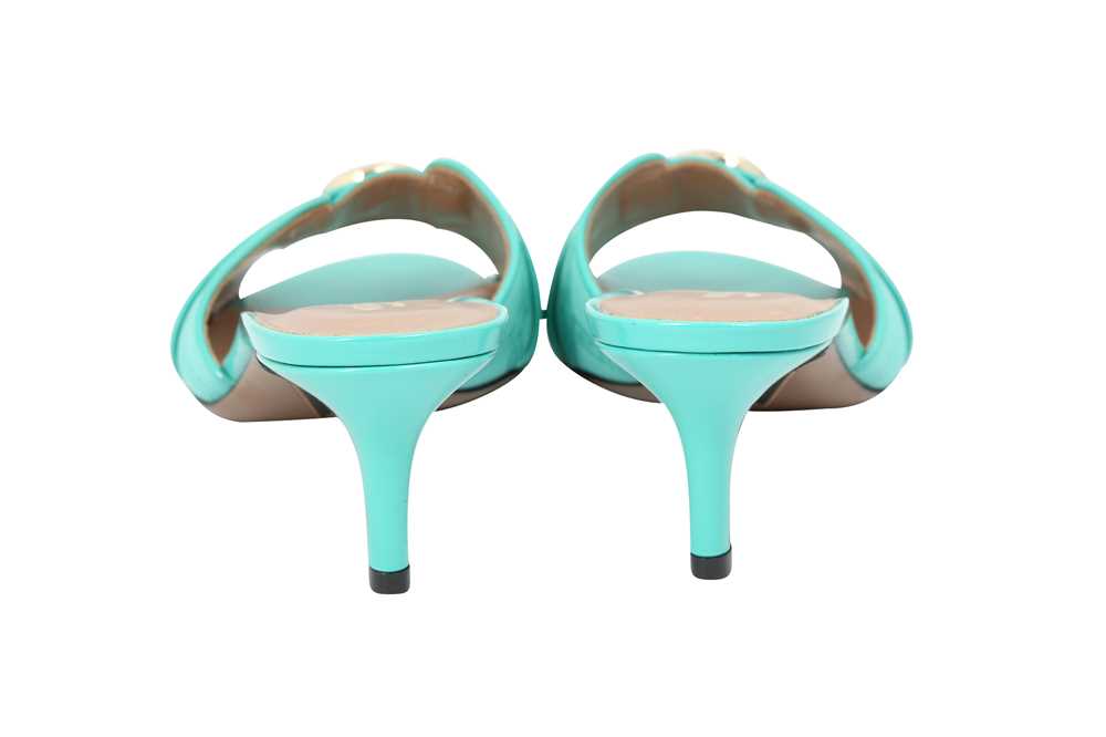 Versace Aqua Logo Kitten Heel Mules - Size 37 - Image 4 of 5