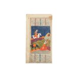 A GROUP OF EIGHT LOOSE ILLUSTRATED MANUSCRIPT FOLIOS FROM PERSIAN CLASSICS Kashmir, Northern India,