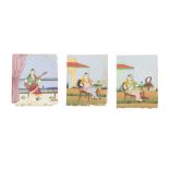 THREE PORTRAITS OF SEATED COURTLY LADIES Jaipur School, Rajasthan, North-Western India, circa 1880 -