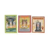 THREE PAINTINGS OF PUJAS PERFORMED TO HONOUR SHRINATHJI Nathdwara and possibly Jodhpur, Rajasthan, N