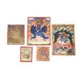 TWELVE BUDDHIST DEVOTIONAL PAINTED ICONS AND AUSPICIOUS SYMBOLS Tibet, Nepal and Himalayan foothills