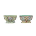 TWO CHINESE FAMILLE ROSE 'LOTUS' BOWLS.