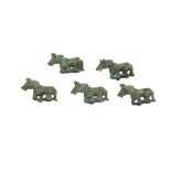 A SET OF FIVE SMALL CHINESE BRONZE 'HORSE' ORNAMENTS.