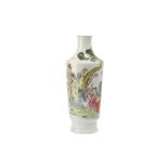A CHINESE FAMILLE ROSE FIGURATIVE VASE.