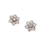 A pair of floral diamond earstuds