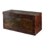 A TIBETAN PAINTED PINE TRUNK, LATE 19TH TO EARLY 20TH CENTURY
