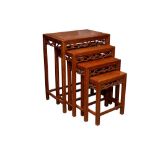 A CHINESE HARDWOOD QUARTETTO OF TABLES, 20TH CENTURY