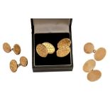 THREE SETS OF GOLD CUFFLINKS