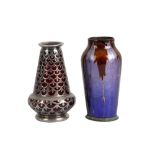 A MINIATURE AMERICAN OVERLAY SILVER AND RUBY GLASS VASE, EARLY 20TH CENTURY
