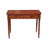 A RED CHINOISERIE RECTANGULAR TABLE, 19TH CENTURY