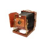 A Sanderson Half Plate Mahogany & Brass Field Camera