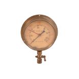 A Large Old Brass Altitude/Pressure Gauge.