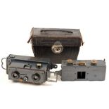 French Verascope Stereo Cameras by Richard, with Plate & Rare Roll Film Backs.