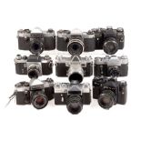 Group of Nine 35mm SLR Cameras.
