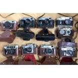 Group of Nine Soviet Rangefinder Cameras.