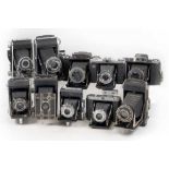 Group of Ten Ensign, Zeiss Ikon & Other Folding Cameras.