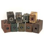 Group of Box Cameras, inc Uncommon Coloured Models.