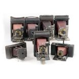 Group of Seven Kodak & Other Red Bellows Cameras.