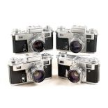 Group of Soviet Kiev 4 Rangefinder Cameras.