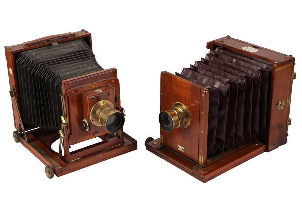 A Pair of Half Plate Mahogany Field Cameras