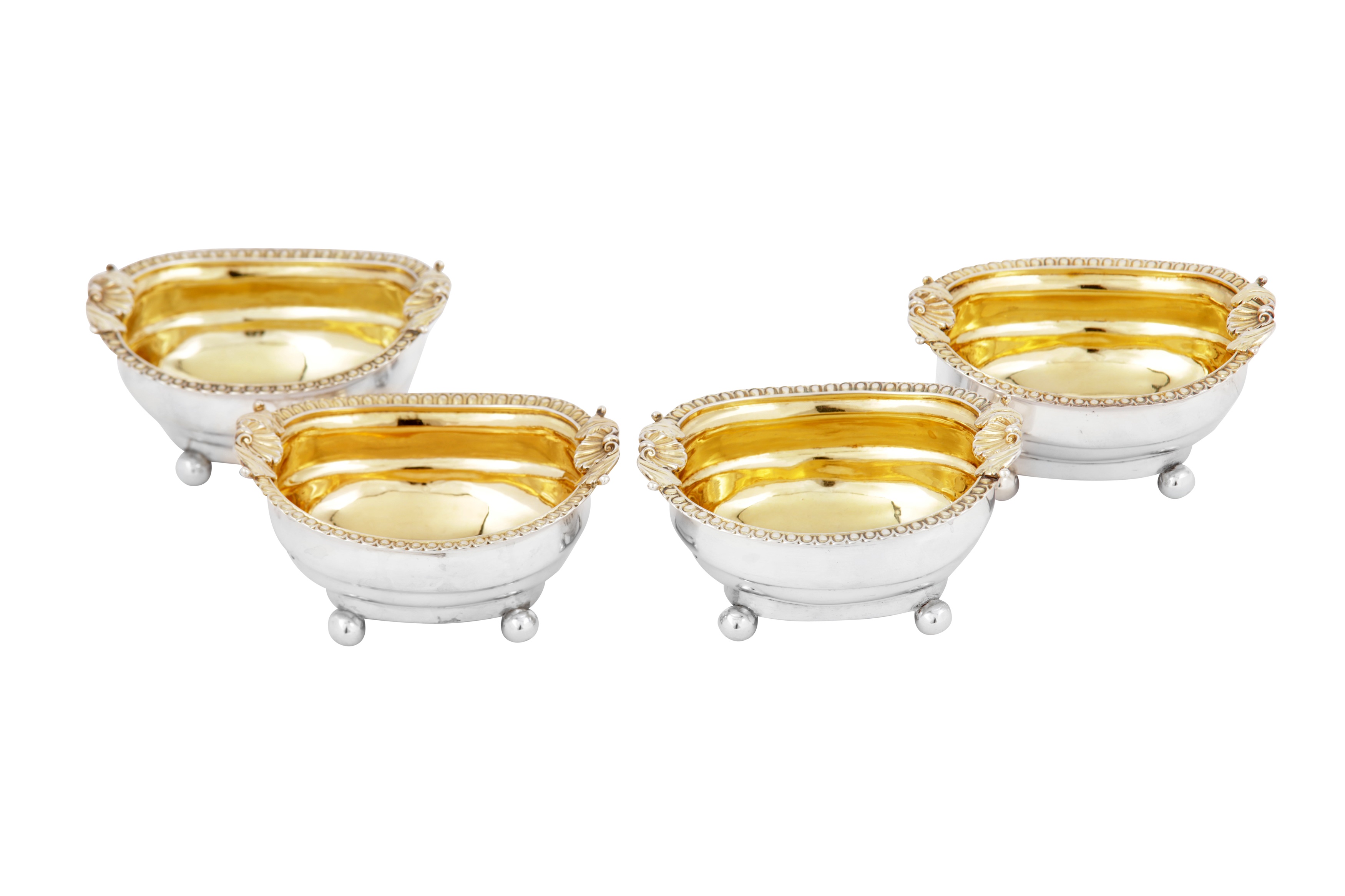 A set of four George III sterling silver salts, London 1810 by Thomas Wallis II and Jonathan Hayne