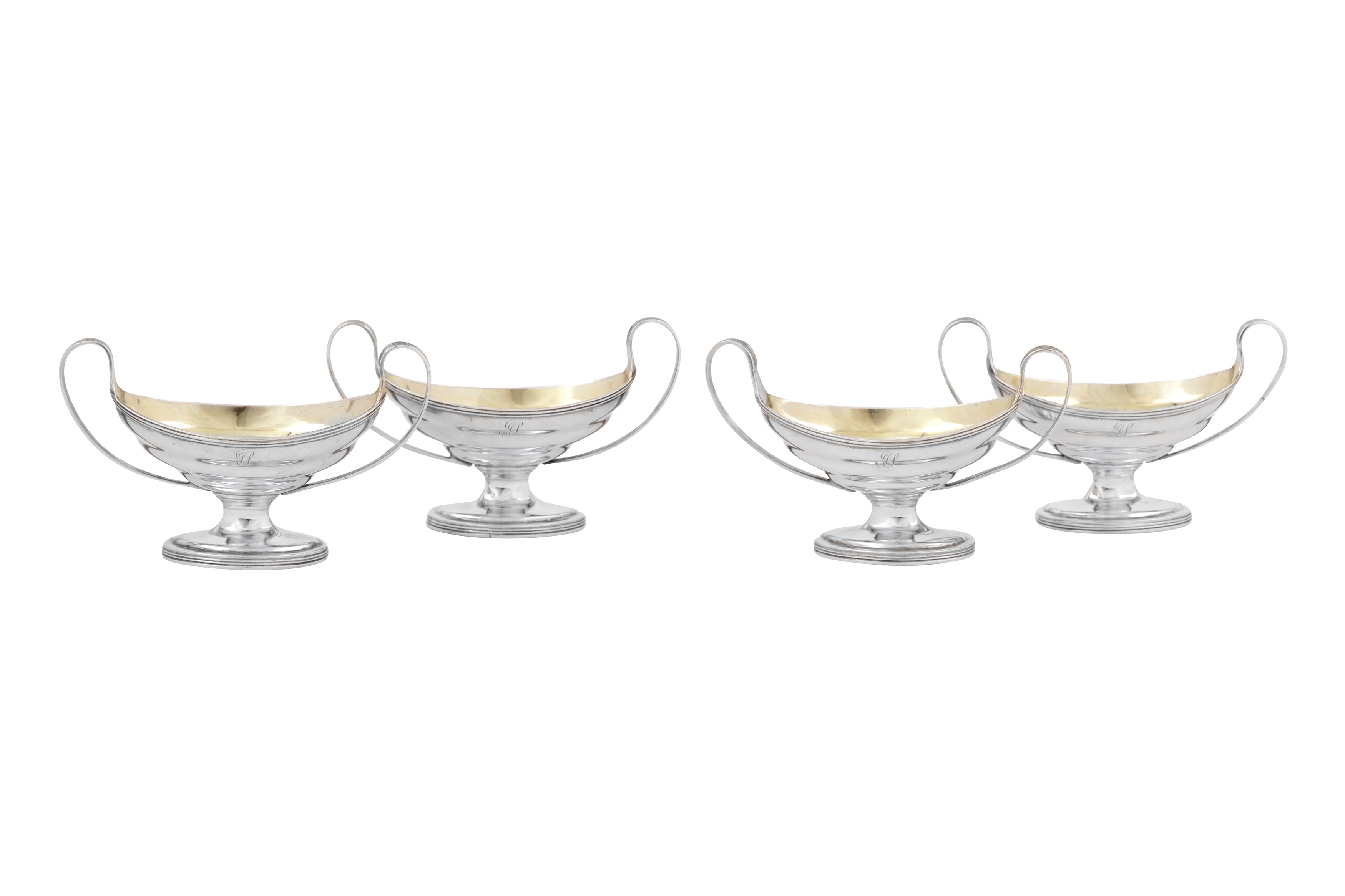 A set of four George III sterling silver salts, London 1804 by William Abdy II