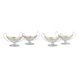 A set of four George III sterling silver salts, London 1804 by William Abdy II