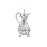 An unusual Victorian sterling silver wine ewer or claret jug, London 1851 by Joseph Angell II