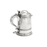 A rare George I provincial sterling silver tankard, Newcastle 1721 by Francis Batty II (C.1680-1728,