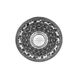 A large mid-20th century Ceylonese (Sri Lankan) silver moonstone charger or tray, Kandy or Colombo d