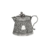 A late 19th century Anglo – Indian unmarked silver lidded milk or cream jug, Cutch circa 1880