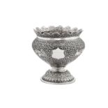 A large late 19th century Anglo – Indian unmarked silver bowl or jardinière, Cutch circa 1890