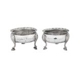 A pair of George II Scottish sterling silver salts, Edinburgh 1759 by William Gilchrist (reg.