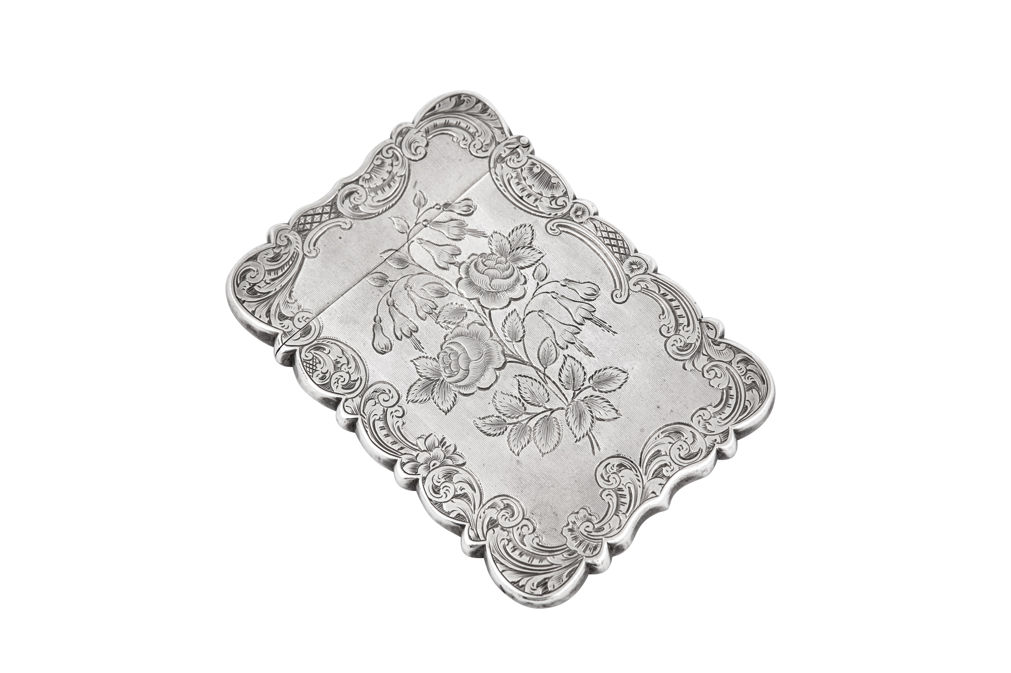 A cased Victorian sterling silver card case, Birmingham 1851 by Thomas Dones - Image 2 of 4