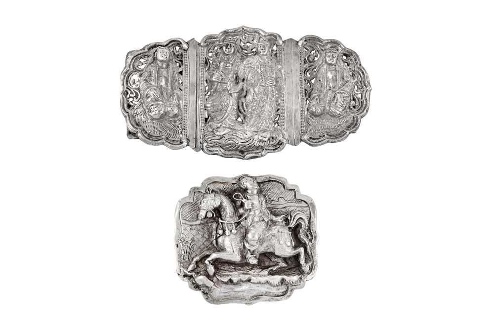 An early to mid-20th century Burmese unmarked silver buckle, possibly Thayetmyo circa 1920-40