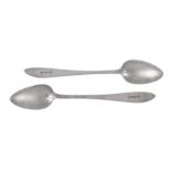 A pair of George III Irish provincial silver gravy spoons, Cork circa 1780 by John Nicholson